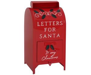HOMCOM Buzón de Navidad, Letras para buzón de Papá Noel, buzón Independiente o montado en la Pared, decoración navideña Interior, Rojo