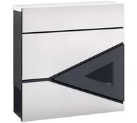 HOMCOM Buzón de pared de acero galvanizado, buzón exterior con cerradura 2 llaves suministradas, con ventana, material de montaje, fácil de instalar, 37 x 11 x 37 cm, plata