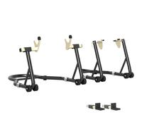 HOMCOM Caballete de Moto Carga 390 kg Soporte Delantero y Trasera Universal Elevador de Moto de Acero con Ruedas Negro