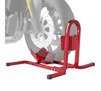 HOMCOM Caballete de Moto Delantera para Ruedas ∅43, 48, 53 cm Rojo | Soporte para Rueda Delantera de Moto, Ajustable en 3 Niveles, Metal Robusto