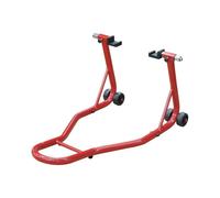 HOMCOM Caballete de Moto Soporte Posterior Universal Rojo Portátil con Ruedas y 2 Horquillas Acero Duradero Aosom España