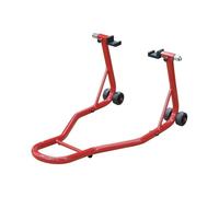 HOMCOM Caballete de Moto Soporte Posterior Universal Rojo Portátil con Ruedas y 2 Horquillas Acero Duradero Aosom España