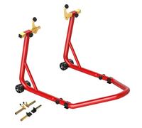 Homcom caballete de moto soporte trasera universal carga 544 kg caballete elevador universal de acero robusta con horquillas en u y l ajustables ruedas y almohadillas antideslizantes para reparación 3