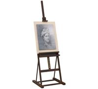 HOMCOM Caballete de Pintura con Altura y Ángulo Ajustables 230 cm Marrón | Caballete de Madera, Almacenamiento, para Adultos, Artistas, Pintor, Estudiantes