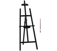 HOMCOM Caballete de Pintura de Madera Trípode 51,5x71,5x134,5 cm Negro | Caballete de Dibujo, Ángulo Ajustable de 75°, Soporte y Pincel, para Lienzos