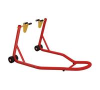 HOMCOM Caballete Elevador de Moto Universal Portátil con Ruedas Soporte Delantero para Reparación y Aparcamiento Acero Rojo 80x50x40cm Aosom España