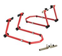 HOMCOM Caballete Moto Elevador Universal 390 kg Combo Soporte con Ruedas | Para Rueda Delantera y Trasera Motocicleta, Adaptadores de Horquillas en U y L Ajustables, Reparación y Mantenimiento