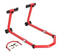 HOMCOM Caballete Moto Elevador Universal Carga 390 kg Soporte Rueda Delantera y Trasera Motocicleta Convertible con Adaptadores de Horquillas en U y L Ajustables y Ruedas para Reparación Mantenimiento
