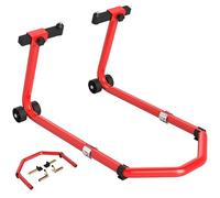 HOMCOM Caballete Moto Elevador Universal Carga 390 kg Soporte Rueda Delantera y Trasera Motocicleta Convertible con Adaptadores de Horquillas en U y L Ajustables y Ruedas para Reparación Mantenimiento