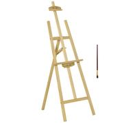 HOMCOM Caballete para Pintar Caballete de Pintura de Madera con Ángulo Ajustable de 75° y Pincel 51,5x71,5x134,5cm Natural Aosom España