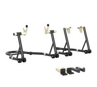 HOMCOM Caballete para ruedas delanteras y traseras, 390 kg de capacidad de carga, caballete para taller de motos con brazo de acero ajustable, elevador de horquilla U + L, para almacenamiento