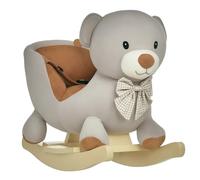 HOMCOM Caballito Balancín Bebé 18-36 Meses Forma de Oso 60x33x50 cm Gris