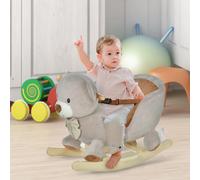 HOMCOM Caballito Balancín para Bebé de +18 Meses Caballo Balancín de Peluche Suave con Forma de Oso con Sonido Manillar 60x33x50cm Aosom España