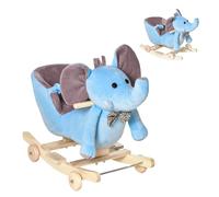 HOMCOM Caballito Balancín con Ruedas Forma de Elefante Caballo Balancín para Bebés de +18 Meses con Músicas Infantiles y Cinturón de Seguridad Carga 60 kg 60x35x45 cm Azul