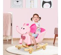 HOMCOM Caballito Balancín con Ruedas Forma de Elefante 60x35x45 cm Rosa