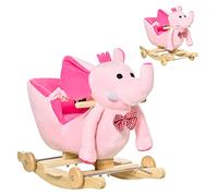 HOMCOM Caballito Balancín con Ruedas Forma de Elefante 60x35x45 cm Rosa