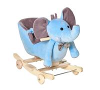 Homcom - Elefante balancín con ruedas azul