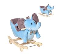 Homcom - Elefante balancín con ruedas azul