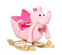 HOMCOM Caballito Balancín con Ruedas Forma de Elefante Caballo Balancín para Bebés de +18 Meses con Músicas Infantiles y Cinturón de Seguridad Carga 60 kg 60x35x45 cm Rosa