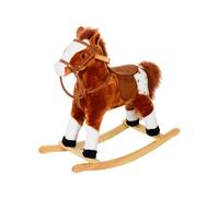 HOMCOM Caballito Balancín Bebé Balancín Peluche Caballo Madera para Niños de 3-6 Años con Sonidos 74x28x65cm Aosom España