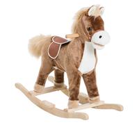 HOMCOM Caballito Balancín de Peluche Balancín Caballo Caballito Madera Juguete de Mecedora para Niños +3 Años 74x33x62cm Marron