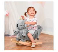 HOMCOM Caballito Balancín Infantil en Forma de Koala con Títere para Bebés 18-36 Meses con Sonido Cinturón de Seguridad y Reposapiés 60x33x50 cm Gris