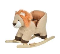 HOMCOM Caballito Balancín Infantil en Forma de León de Felpa para Bebés 18-36 Meses con Sonido Cinturón de Seguridad 68x35x50 cm Marrón Aosom España