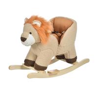 HOMCOM Caballito Balancín Infantil en Forma de León de Felpa para Bebés 18-36 Meses con Sonido Cinturón de Seguridad 68x35x50 cm Marrón Aosom España