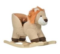 HOMCOM Caballito Balancín Infantil León 18-36 Meses 68x35x50 cm Marrón | Felpa, Balancín para Bebés, Sonido, Cinturón de Seguridad, Manillar, Reposapiés