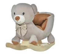 HOMCOM Caballito Balancín para Bebé de +18 Meses Caballo Balancín de Peluche Suave con Forma de Oso con Sonido Manillar 60x33x50cm Aosom España