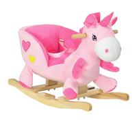 HOMCOM Caballito Balancín para Bebés 18-36 Meses 30 kg 65x35x45 cm Rosa