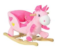 HOMCOM Caballito Balancín para Bebés en Forma de Unicornio 65x35x45 cm Rosa