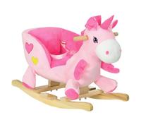 HOMCOM Caballito Balancín para Bebés 18-36 Meses Caballo Balancín en Forma de Unicornio con Música Cinturón de Seguridad Manillar y Reposapiés Carga 30 kg 65x35x45 cm Rosa