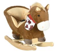 HOMCOM Caballito Balancín para Bebés 18-36 Meses con Sonidos 60x33x50 cm Café Coffee