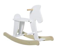 HOMCOM Caballito Balancín para Bebés Caballo Balancín con Base de Madera Diseño Clásico para Niños de 1-3 Años Blanco
