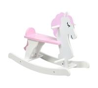 HOMCOM Caballito Balancín para Niños de 1-3 Años Caballo Mecedora de Madera con Manillar y Pedales Carga 50 kg 68x27x46,5 cm Blanco y Rosa