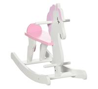 HOMCOM Caballito Balancín para Niños de 1-3 Años de Madera con Manillar y Pedales Carga 50 kg 68x27x46,5cm Blanco y Rosa Aosom España