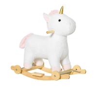 HOMCOM Caballito Balancín Unicornio para Niños de +3 Años con Ruedas Sonidos Blanco