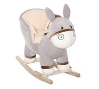 HOMCOM Caballito de Balancín en Forma de Asno Caballo para Bebé de +18 Meses con Manillar Cinturón de Seguridad y Reposapiés Felpa Aosom España