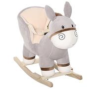 HOMCOM Caballito de Balancín en Forma de Asno para Bebé 61x34x58 cm Gris