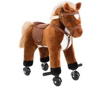 HOMCOM Caballito Infantil con Ruedas Caballo con Ruedas Sonidos de Relincho Palos Pedales +36 Meses 55x23x60 cm Marrón Aosom España