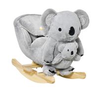HOMCOM Caballito Infantil Koala con Títere y Sonido para Bebés 18-36 Meses, Seguro y Cómodo con Cinturón 60x33x50 cm Gris Aosom España