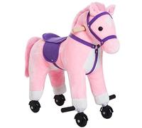 HOMCOM Caballito para Bebes de +2 Años Caballo con Ruedas Sonidos de Relincho Palos y Pedales Carga 60 kg 55x23x60 cm Rosa