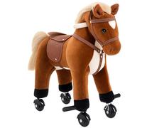 HOMCOM Caballito para Bebes de +2 Años Caballo con Ruedas Sonidos de Relincho Palos y Pedales Carga 60 kg 55x23x60 cm Marrón