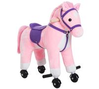 HOMCOM Caballito para Bebes de +2 Años Caballo con Ruedas Sonidos de Relincho Palos y Pedales Carga 60 kg 55x23x60 cm Marrón Caqui oscuro