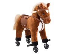 HOMCOM Caballito Infantil con Ruedas Caballo con Ruedas Sonidos de Relincho Palos Pedales +36 Meses 55x23x60 cm Marrón Aosom España