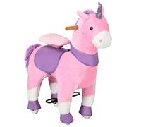 HOMCOM Caballo a Dondolo con Ruedas en Forma de Unicornio para Niños de 3-6 Años, 70x32x87 cm, Rosa Aosom España