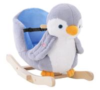 HOMCOM Caballo Balancín para Bebés +18 Meses Forma de Pingüino de Madera Músicas 60x33x50 cm Gris Aosom España