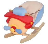 HOMCOM Caballo Balancín para Niños +18 Meses Música 60x33x45 cm Multicolor | Avión de Peluche, Arnés de Seguridad, Caballo de Juguete, Carga 60 kg