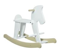 HOMCOM Caballo balancín para niños de 1 a 3 años, diseño clásico de madera con asas y reposapiés, 68x26.5x48cm, blanco